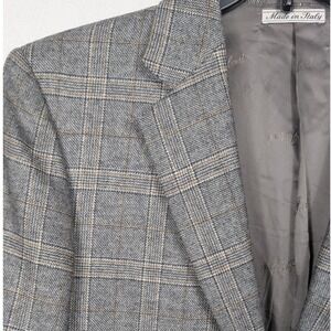 Belvest Sport Coat Mens 40R Gray 100% Cashmere Glen Plaid Blazer Made in Italy